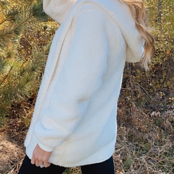 NADINE Plush Faux Fur Hooded Cardigan - Picture 9 of 12